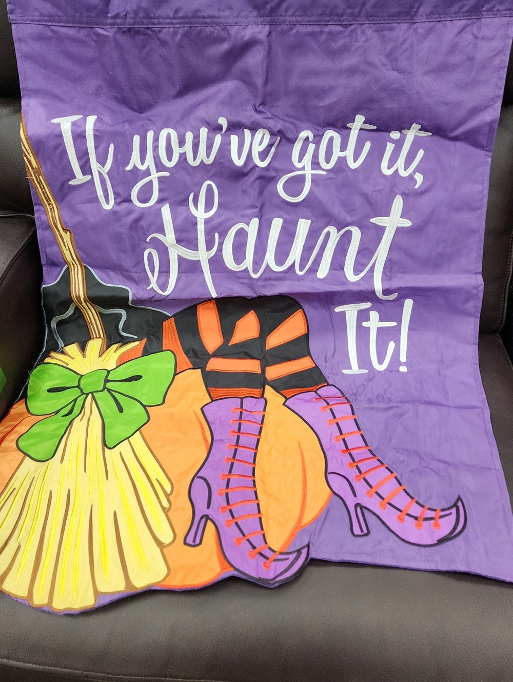 Halloween Decorative Garden Flag - Purple "If You've Got It, Haunt It!"